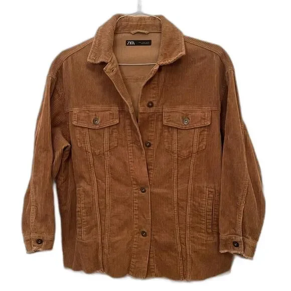 Zara Corduroy Jacket Brown Women’s Size Small - Picture 1 of 6